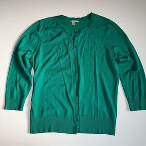 Halogen Women’s Cardigan Sweater Size Large Green Button Up Soft Viscose Blend